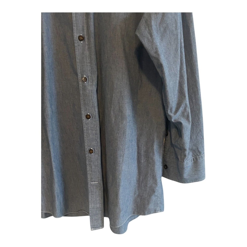 J.Hilburn Button Up Shirt Men's Size Medium Blue Chambray Italian Fabric - Picture 3 of 4